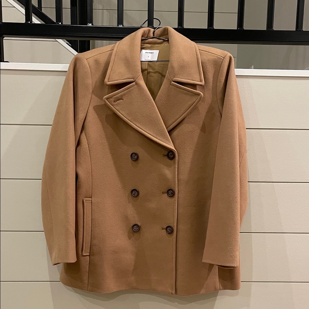 NWOT - Classic Tan Double-Breasted Women's Coat